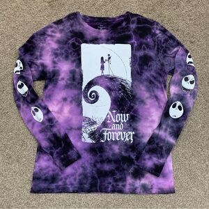Nightmare Before Christmas Shirt Mens Medium Purple Casual Tie Dye Long Sleeve